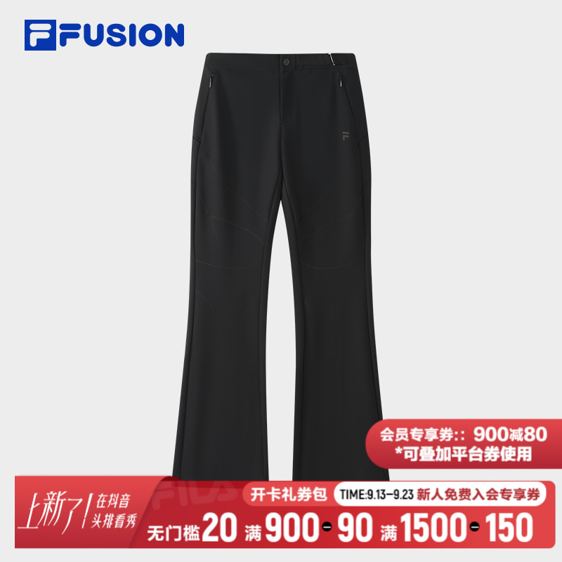 FILA斐乐修身显瘦高弹微喇裤女款运动休闲针织长裤T11W547604F