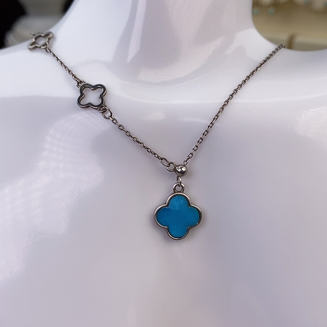 绿松石颈饰银S925镶嵌