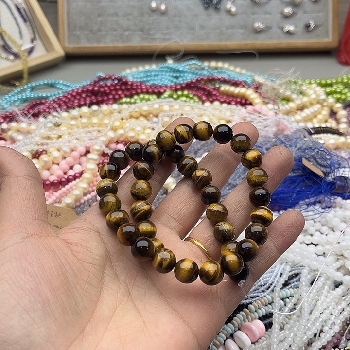 玛瑙/玉髓珠宝半成品未镶嵌一条12mm虎眼石