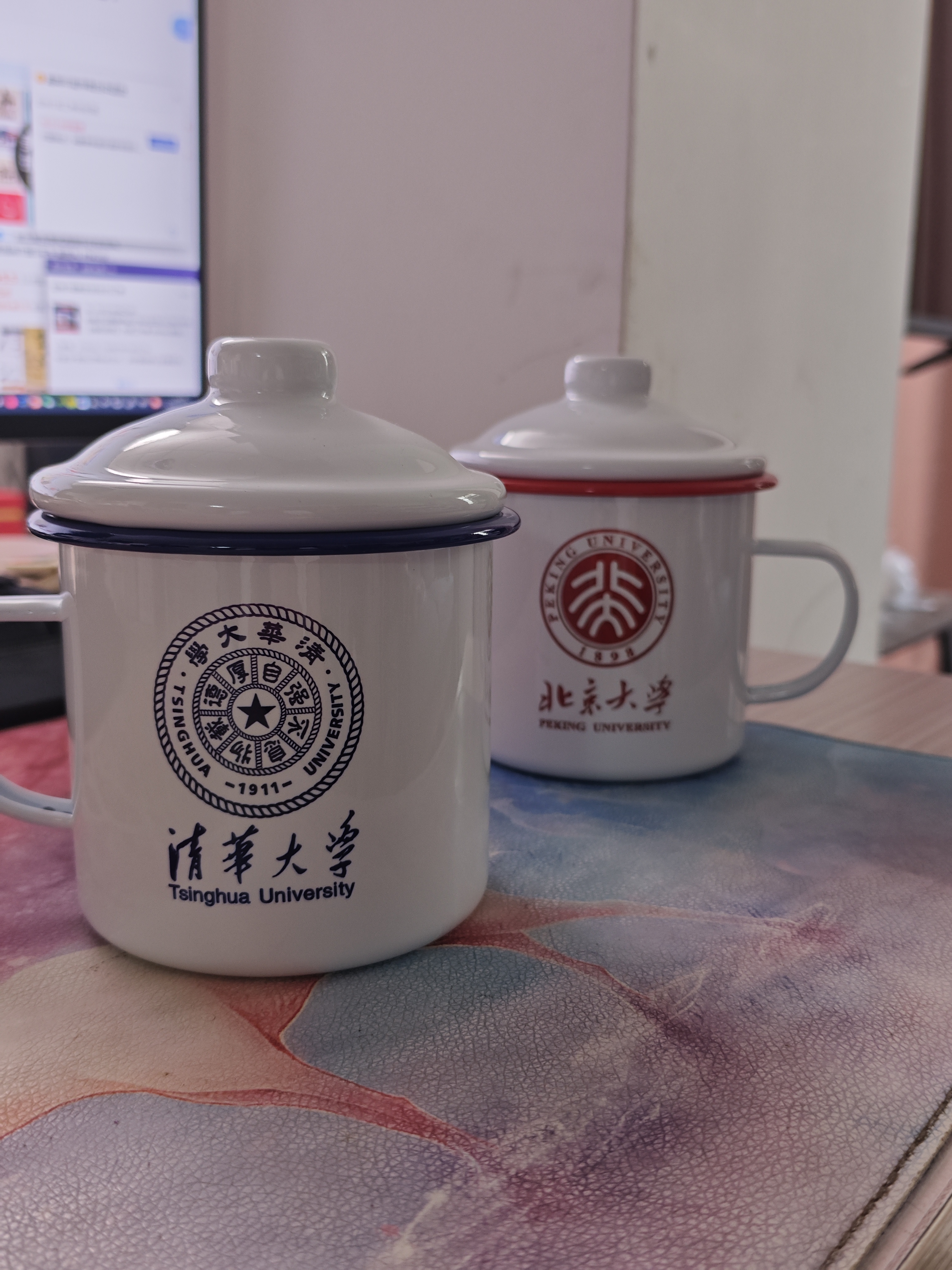 清华北大款搪瓷杯双层加厚精品