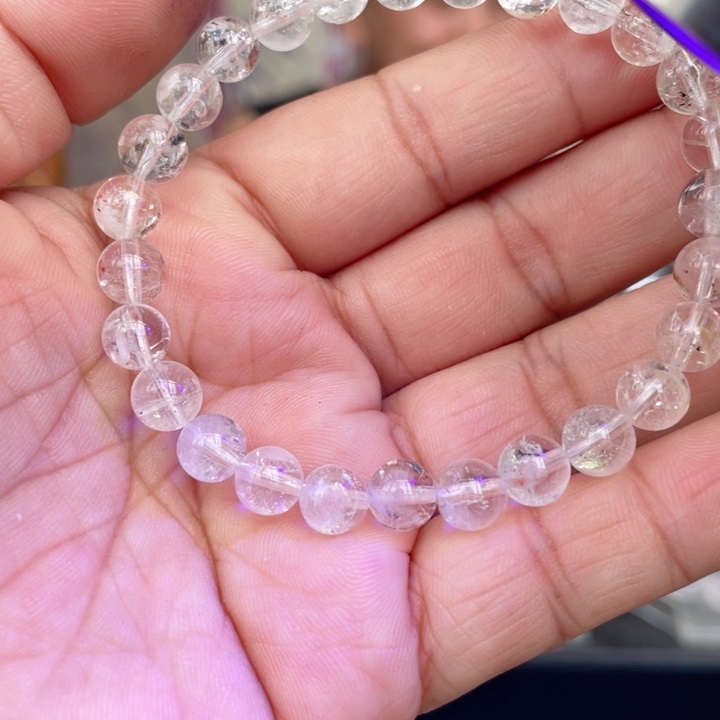水晶手串未镶嵌7mm油胆闪灵手串