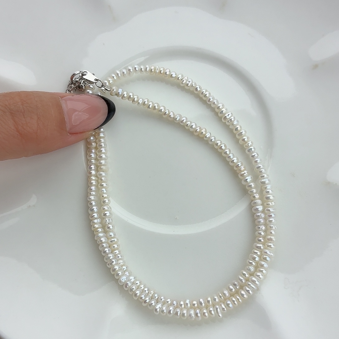 父***师淡水珍珠银S925镶嵌颈饰