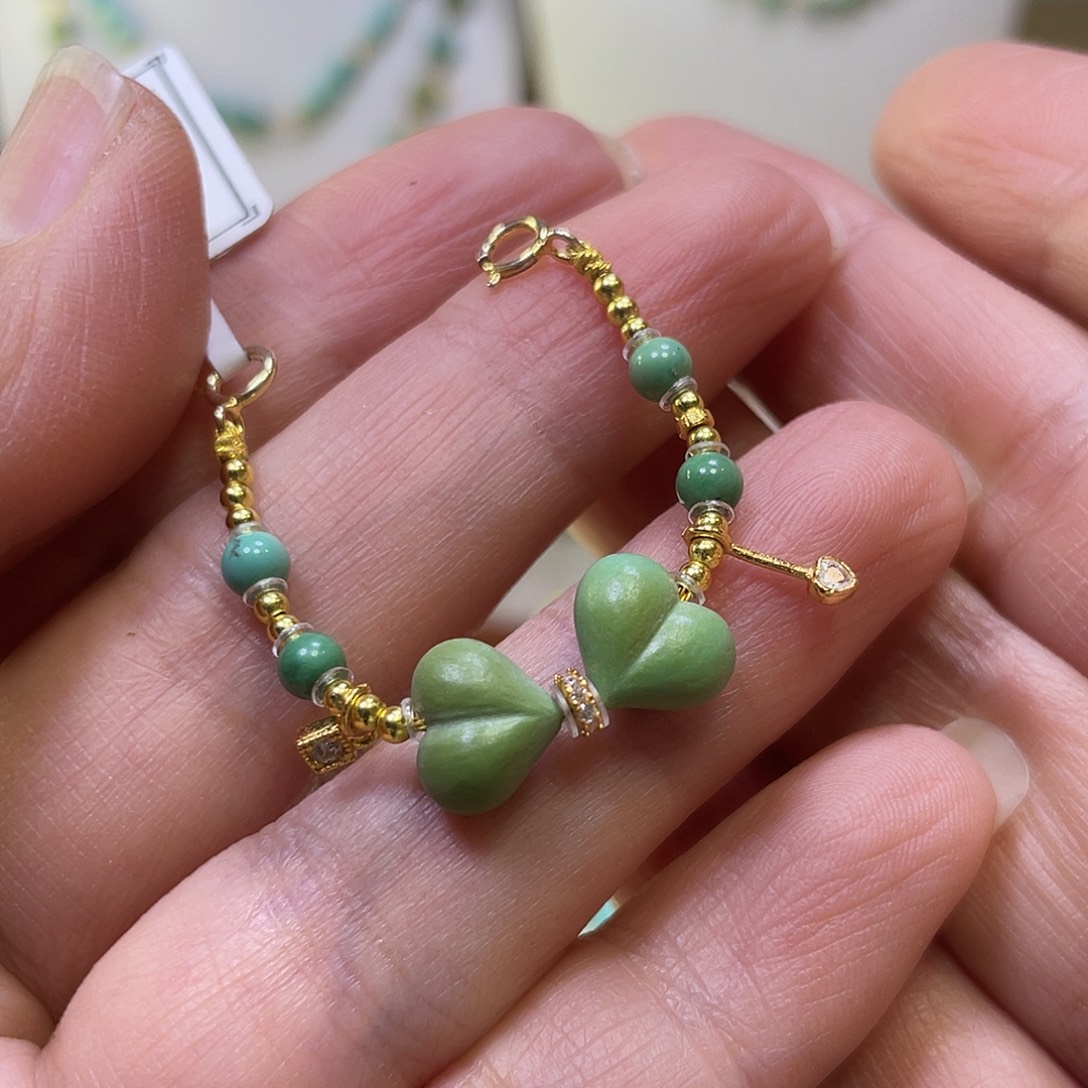 绿松石银S925镀金镶嵌半挂链