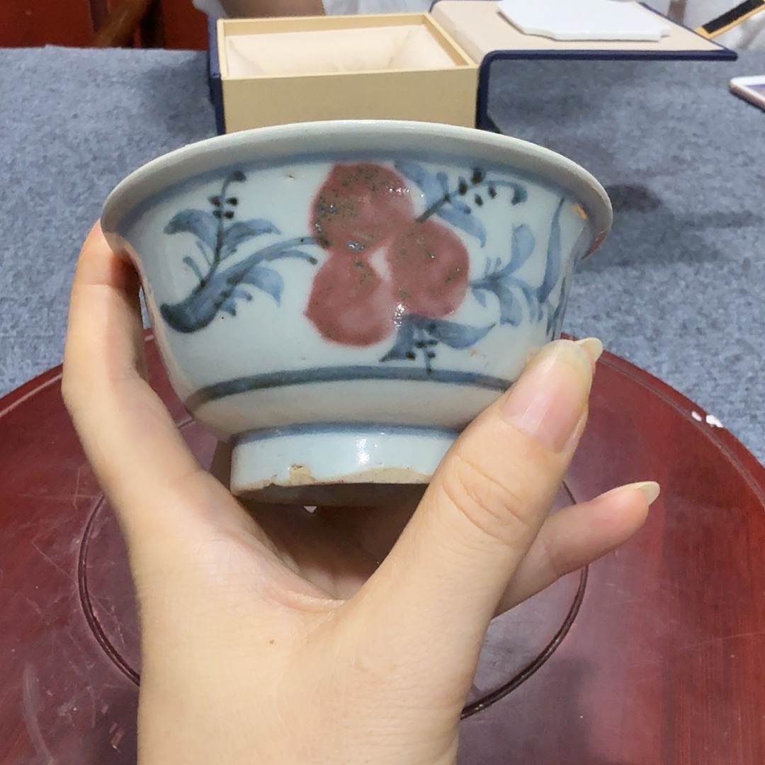 真***们瓷片青花杯子一件完整完整