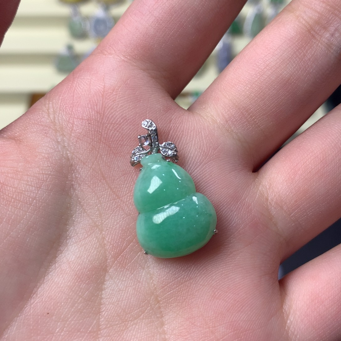 翡翠银S925镶嵌挂件