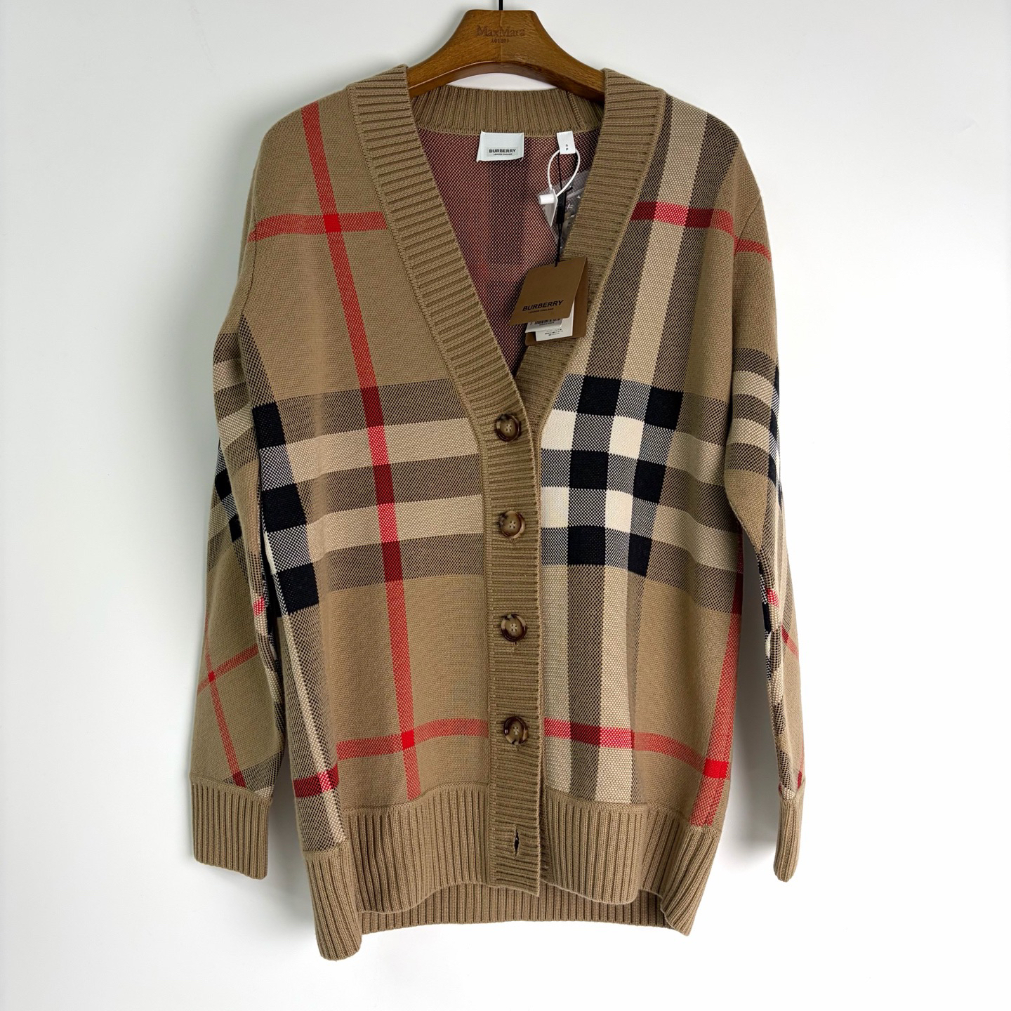 99新 BURBERRY/博柏利 s码 经典格纹开衫 全新带吊 bz0704 