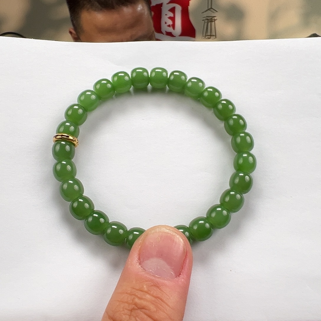 和田玉未镶嵌手链卡8mm藏物