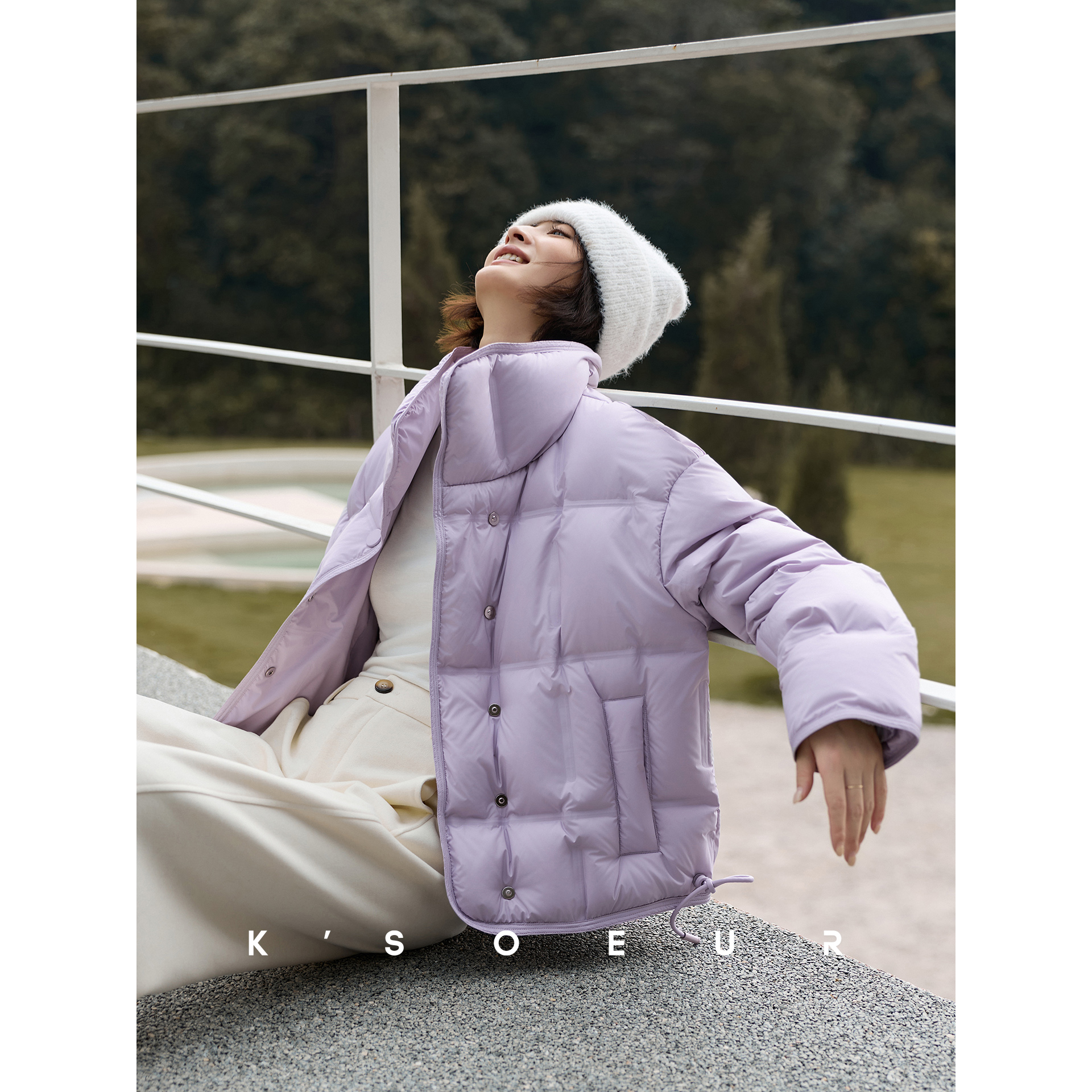 K姐KSOEUR【小方糖】90鹅绒无胆直充+下摆抽绳 小立领羽绒外套女