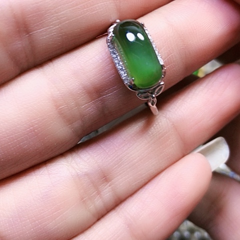 和田玉银S925镶嵌戒指