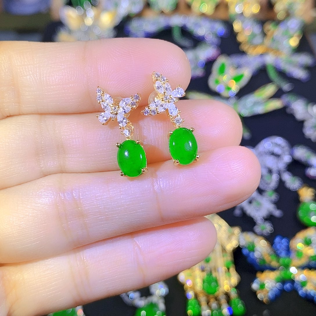 吊坠(不含链)银S925镶嵌翡翠