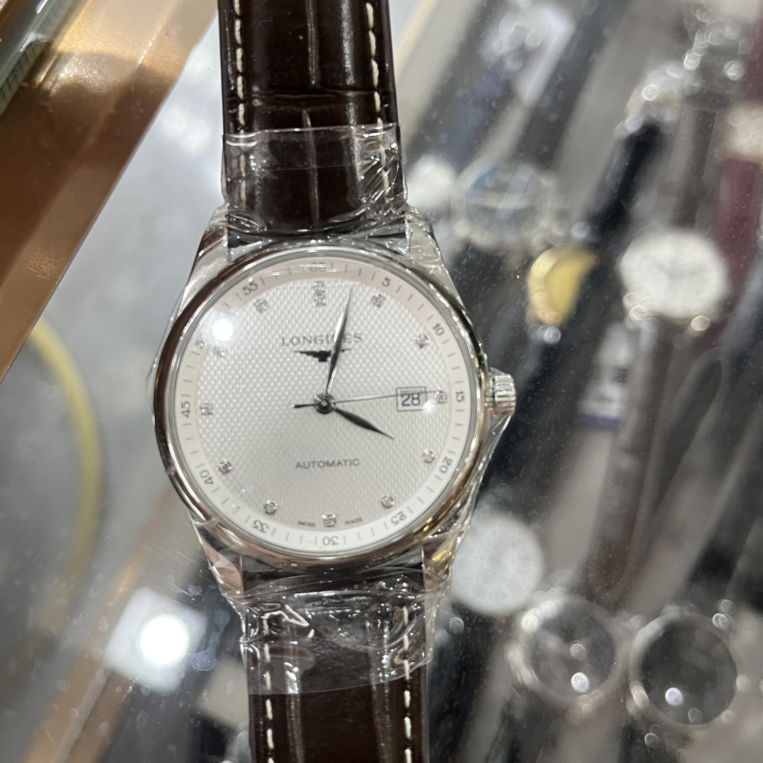 99新 Longines/浪琴 99新名匠白盘钻刻皮带款机械表表径40