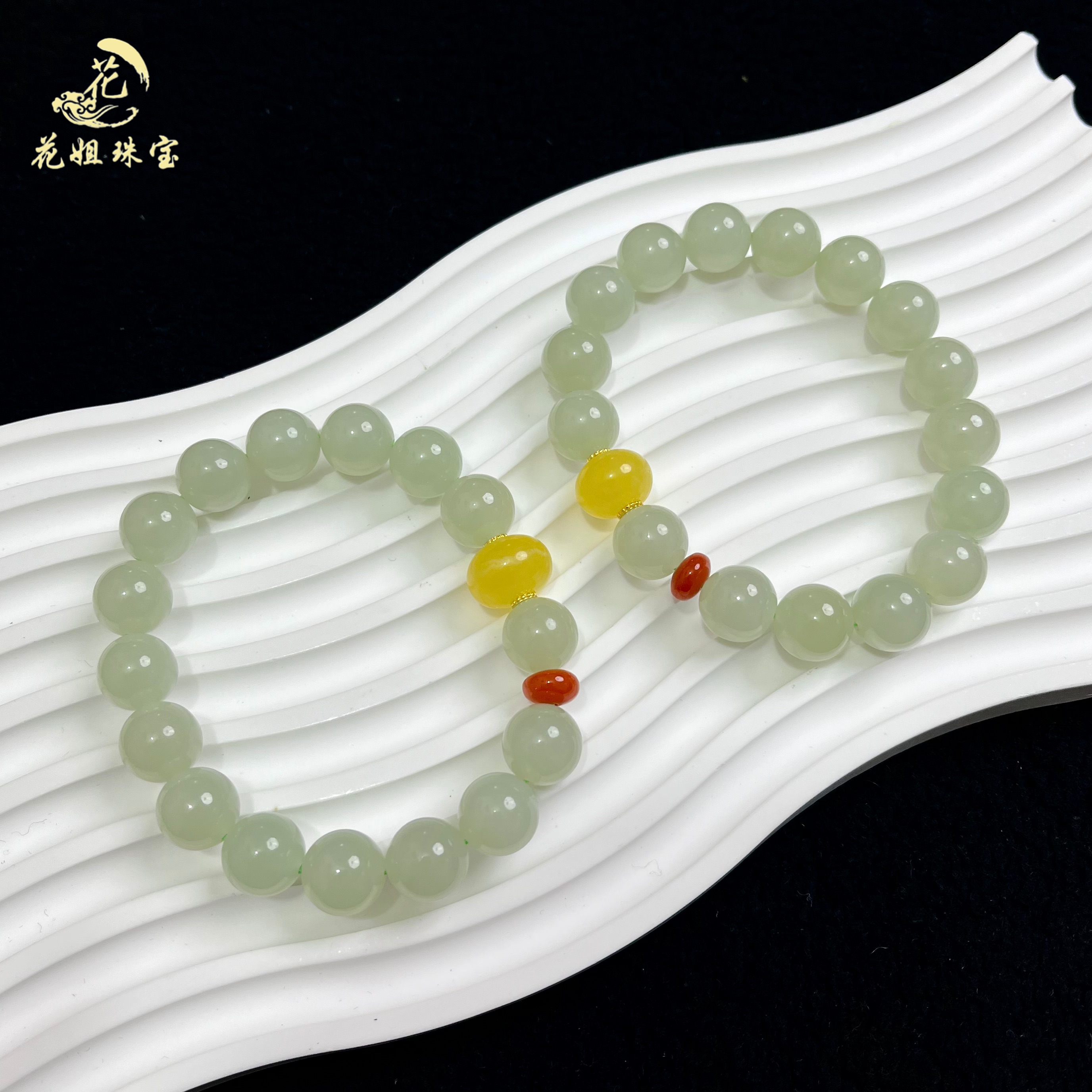 B67天然和田玉晴水设计款圆珠手串12mm左右 多样性发其一 国风