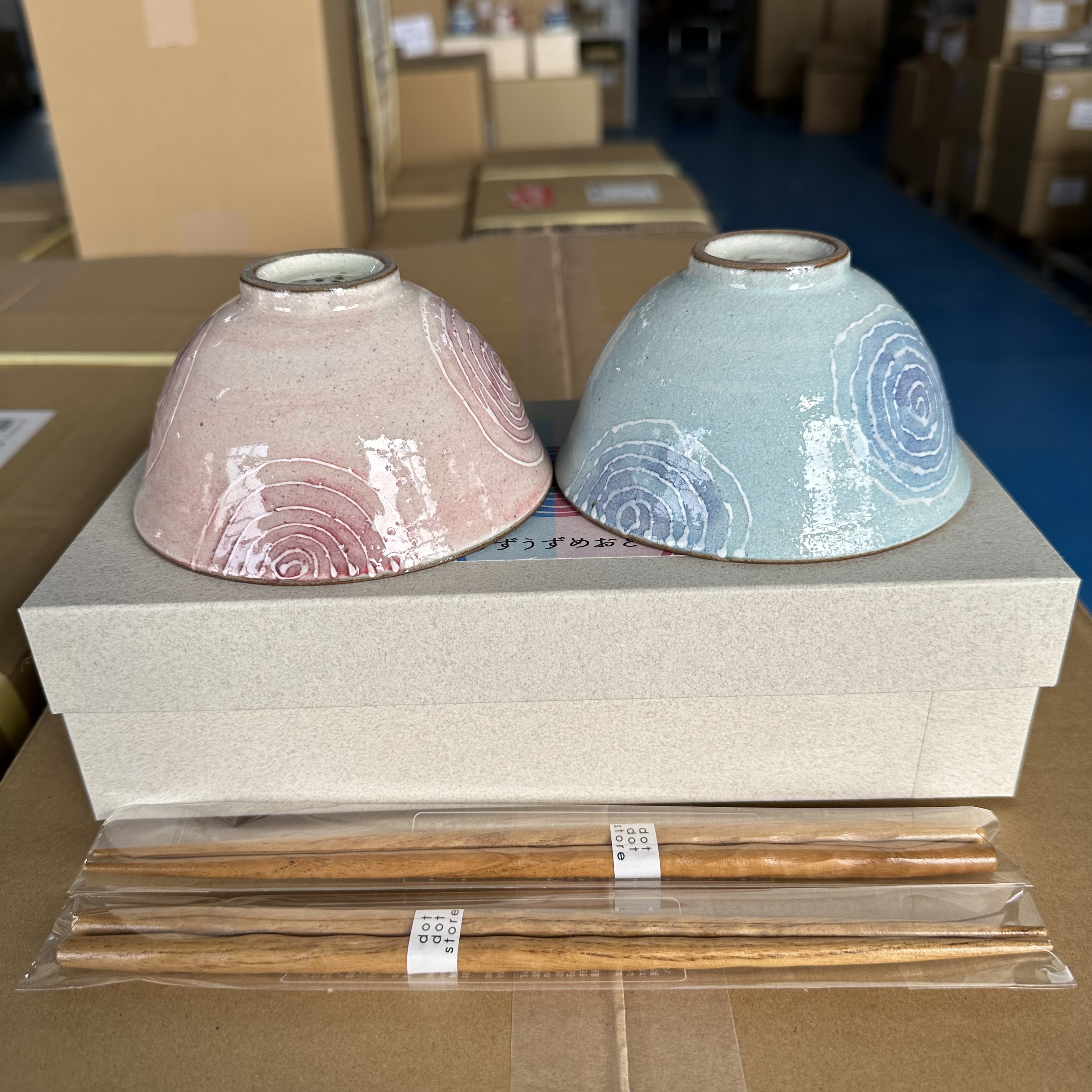 【粉丝福利】日本进口蓝粉情侣碗筷子套装