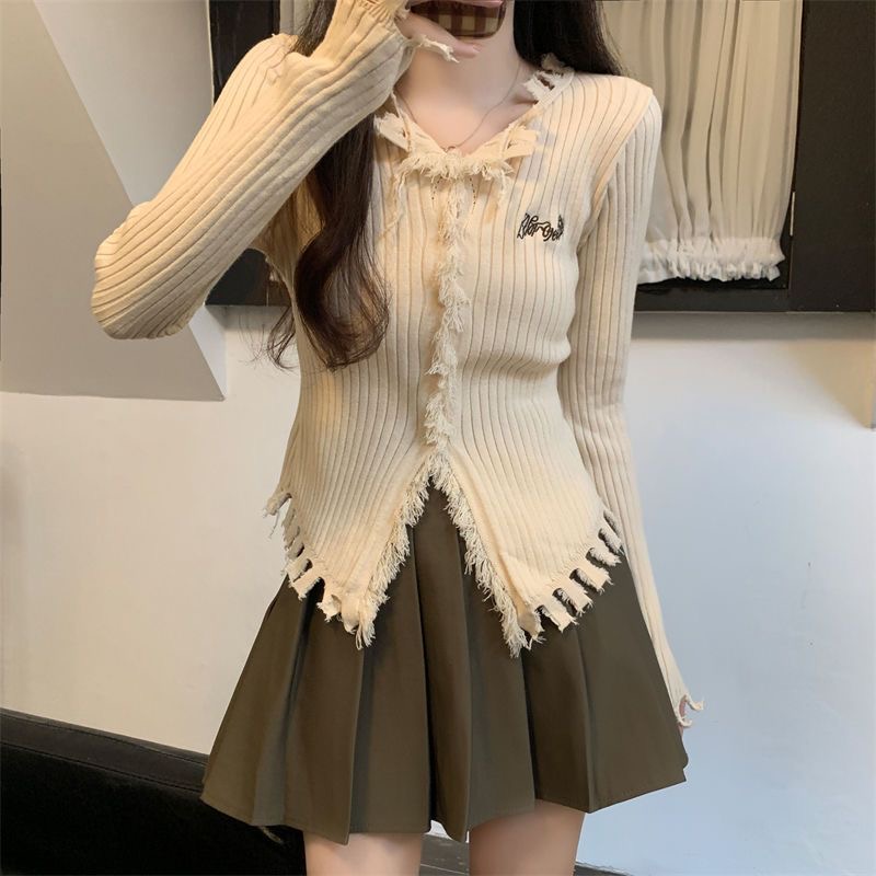 秋冬针织开衫高级感毛衣辣妹显瘦甜美羊毛长袖上衣<直播间链接>