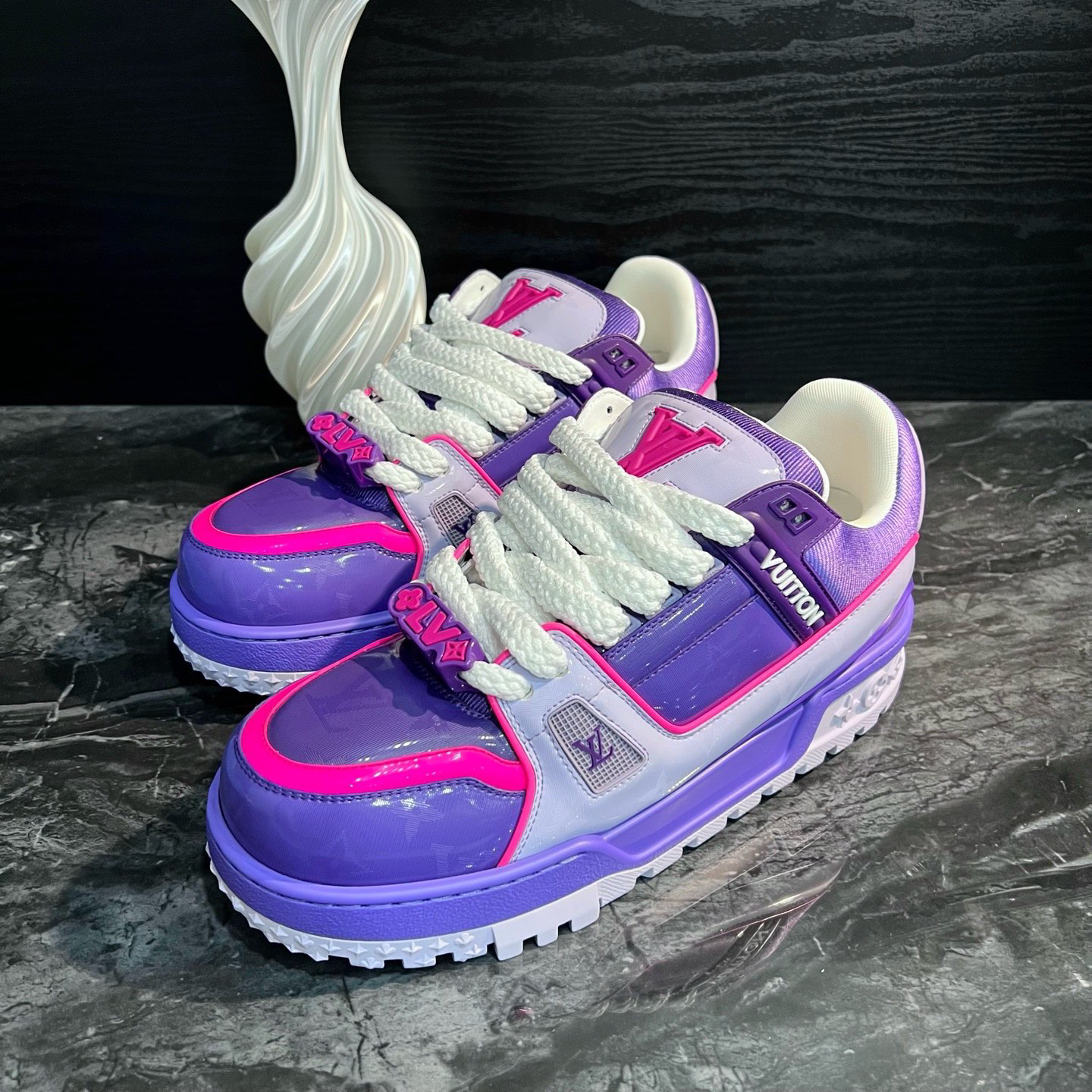 未使用 LouisVuitton/路易威登 1516/41码/粉紫Trainer Max休闲鞋