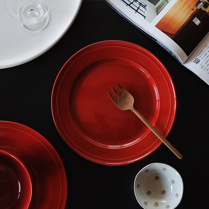 【瑕疵】Camus say 无畏系列 8.5英寸红色小平盘 21.3×2.5cm 