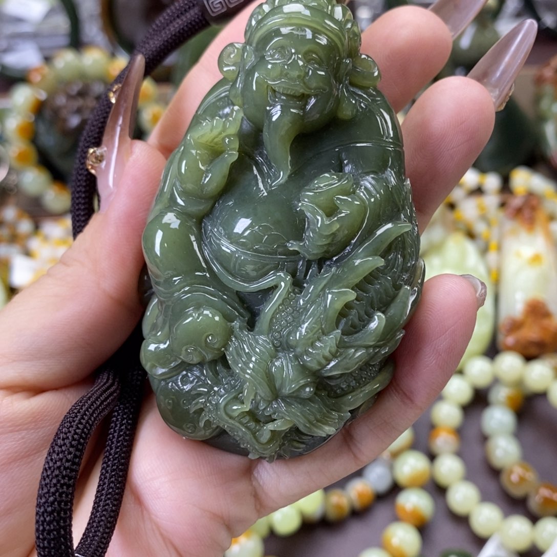 未镶嵌透闪石质玉把件静*