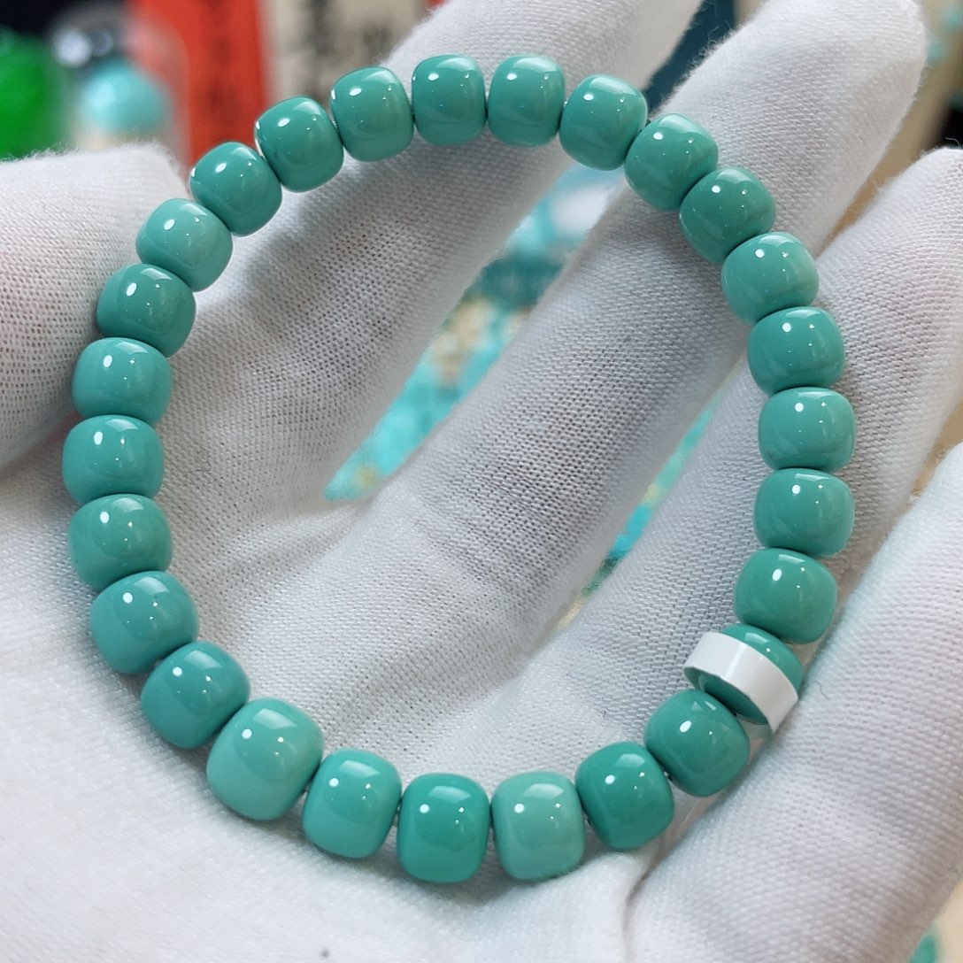 绿松石珠宝奇石未镶嵌尺寸7.2圈口15