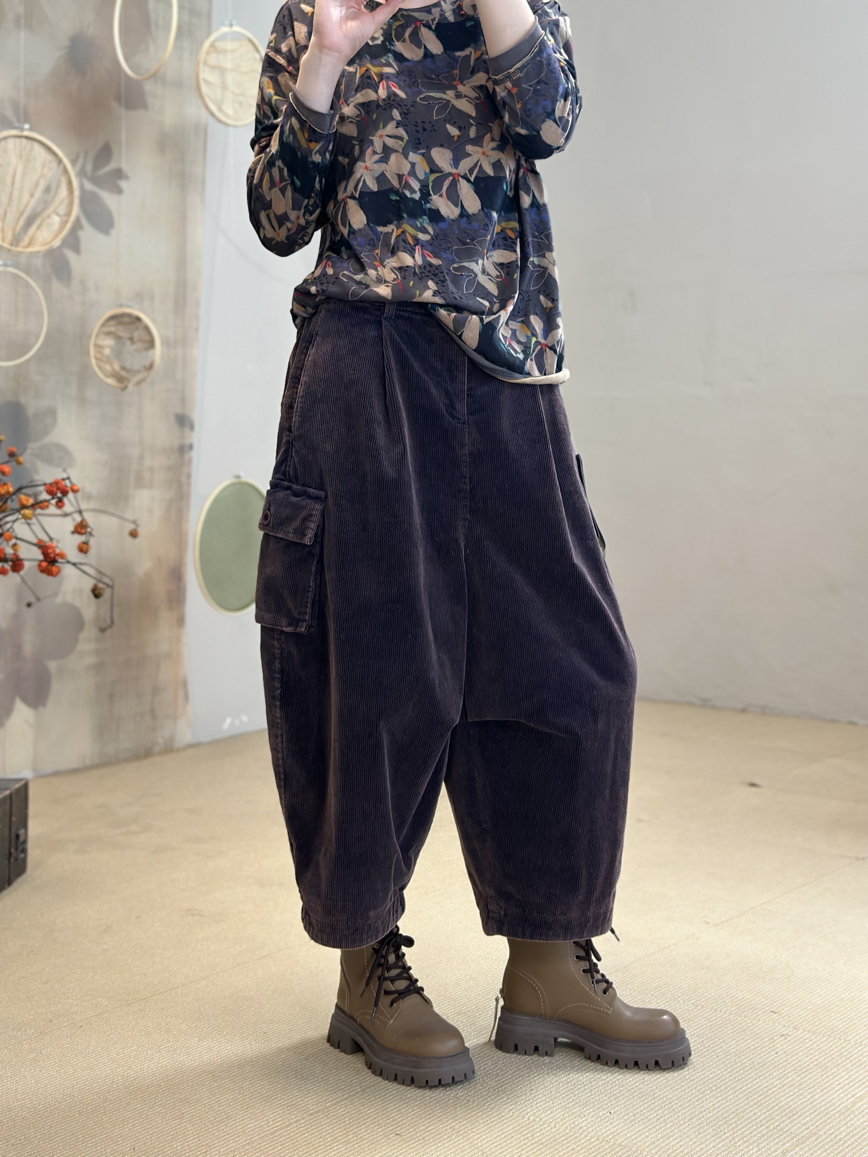 忆古朴拙250908多工艺秋冬双层休闲宽松工装老爹裤