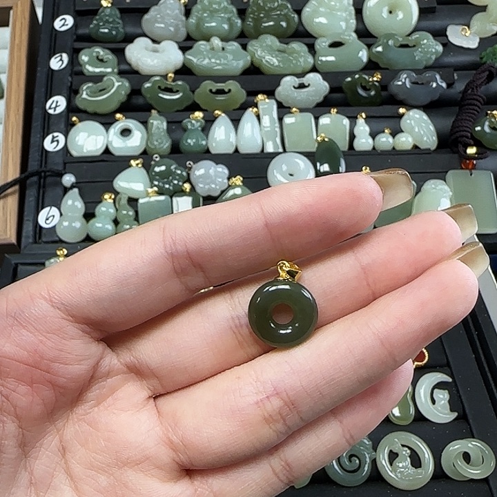 和田玉吊坠(不含链)银S925镶嵌