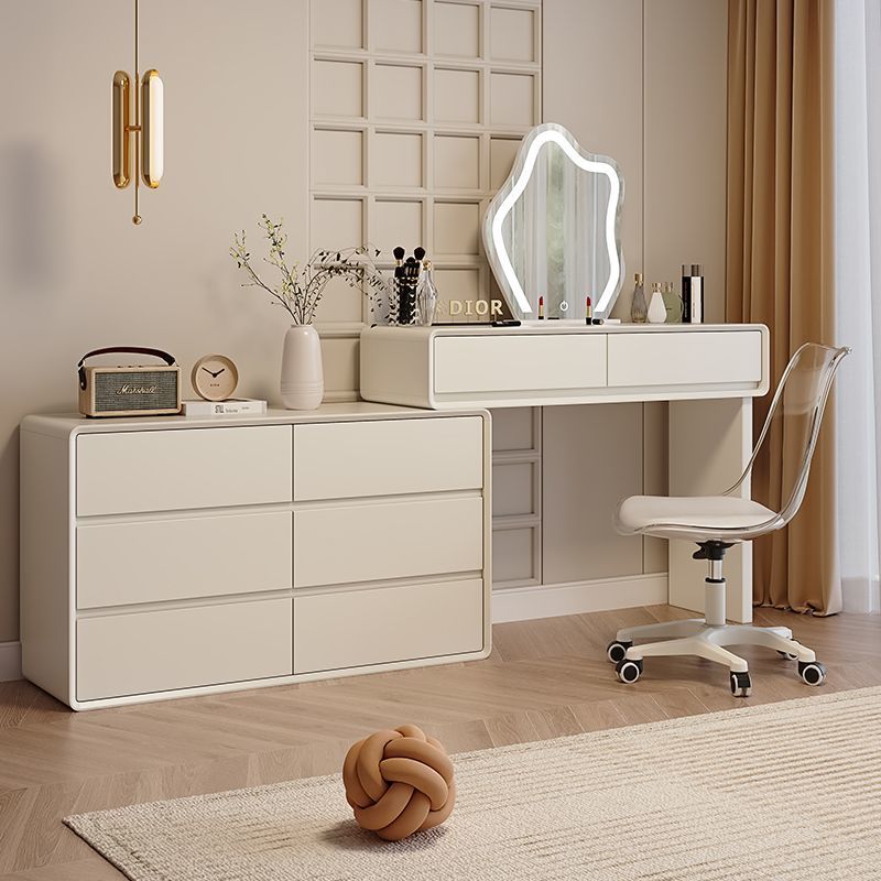 2025新款实木烤漆卧室梳妆台奶油风斗柜现代简约化化妆桌化妆台