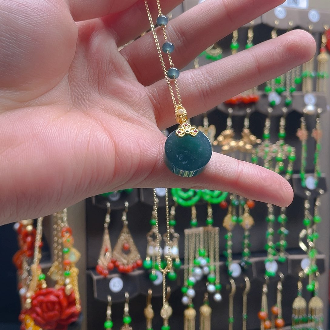 翡翠耳饰合金翡翠