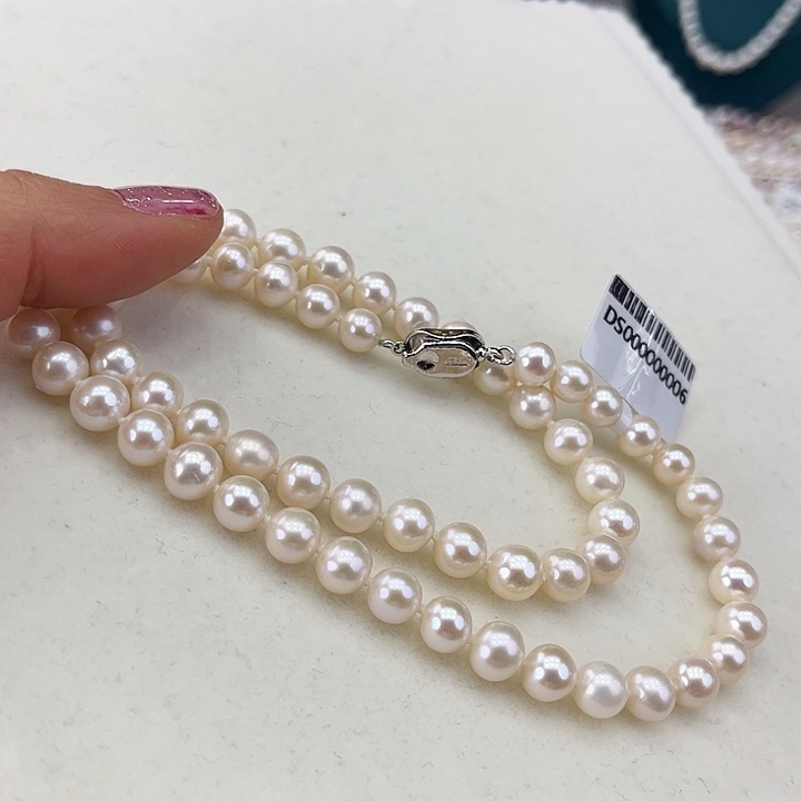 淡水珍珠颈饰银S925镶嵌➕7