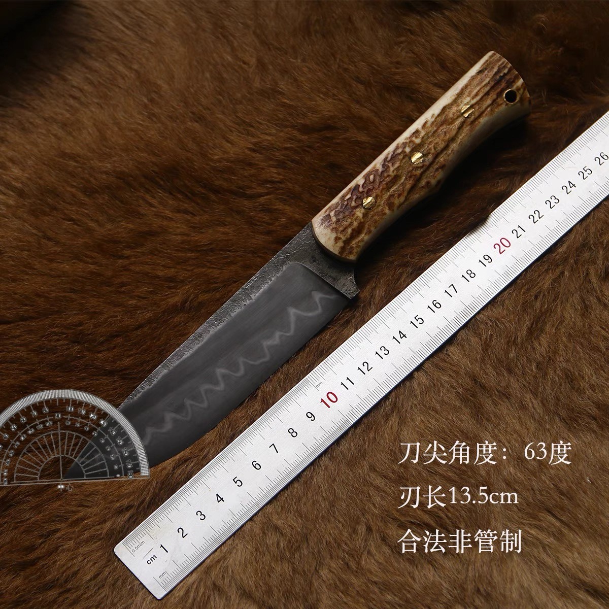 手工锻打五枚合中直户外小刀