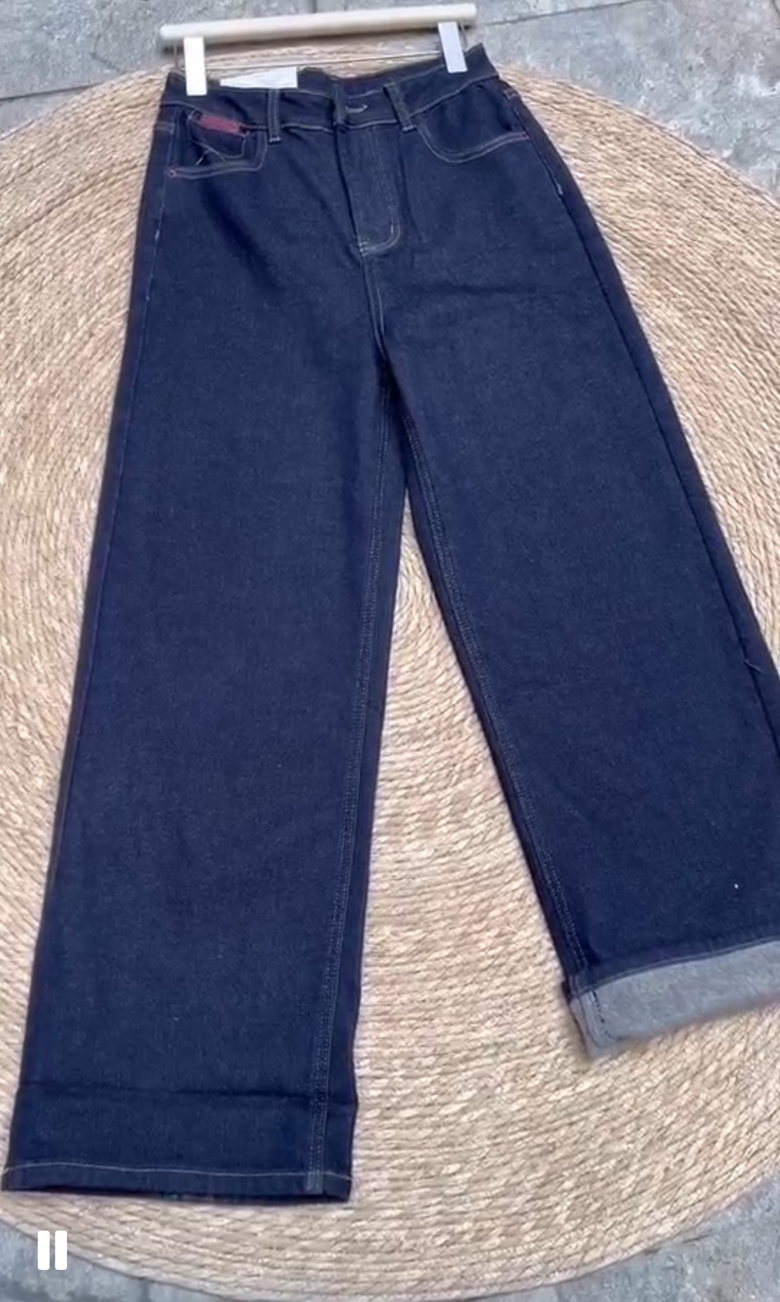 春款直筒牛仔裤中腰弹力时尚九分窄版阔腿裤