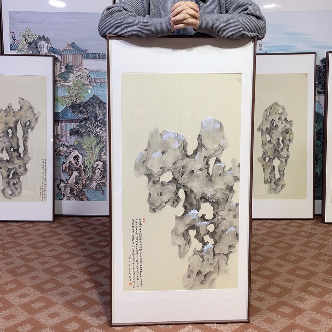 国画手绘画作品带框60/120