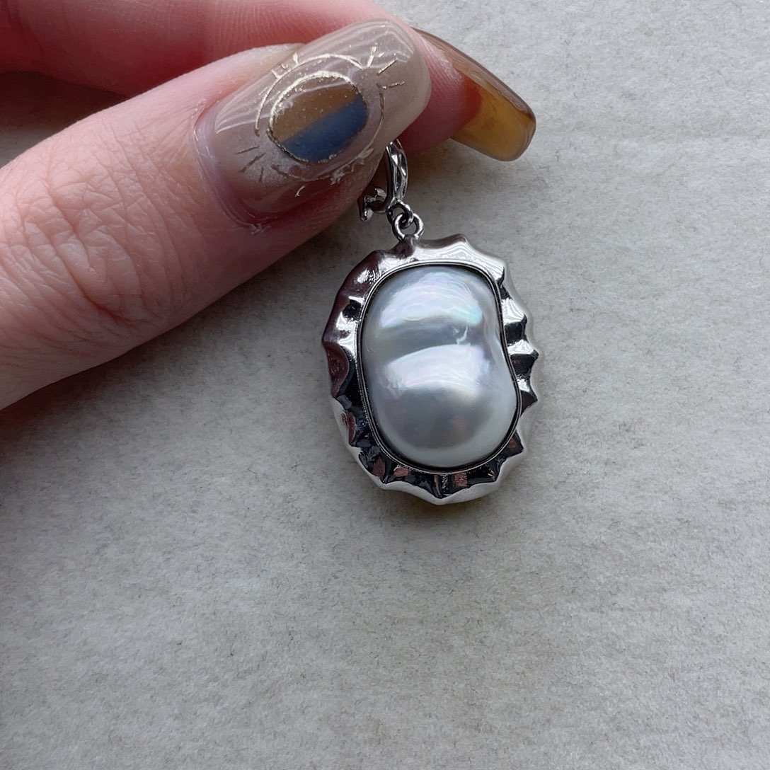海水珍珠吊坠82银S925镶嵌