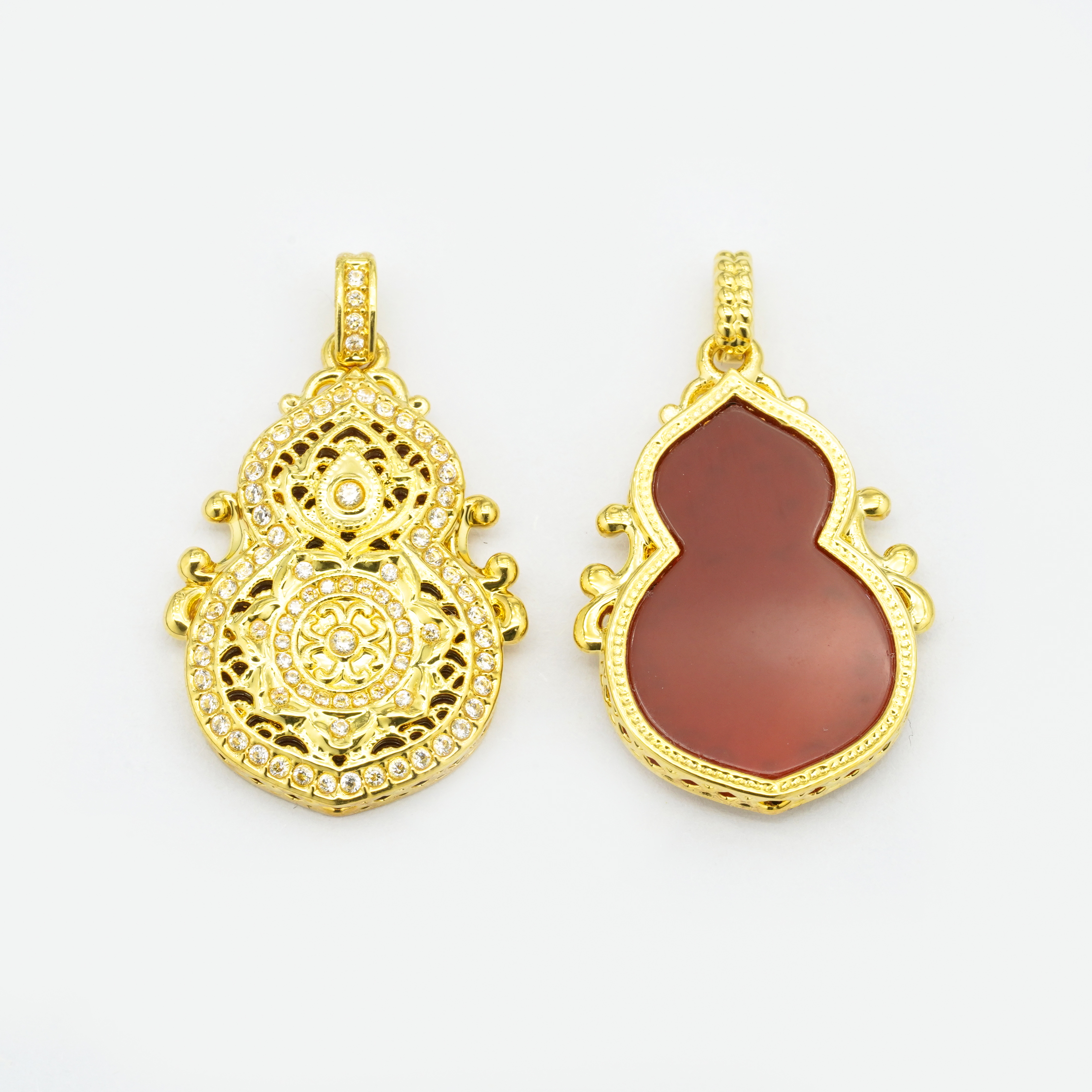 18k金红玛瑙四美葫芦吊坠【QL07142】