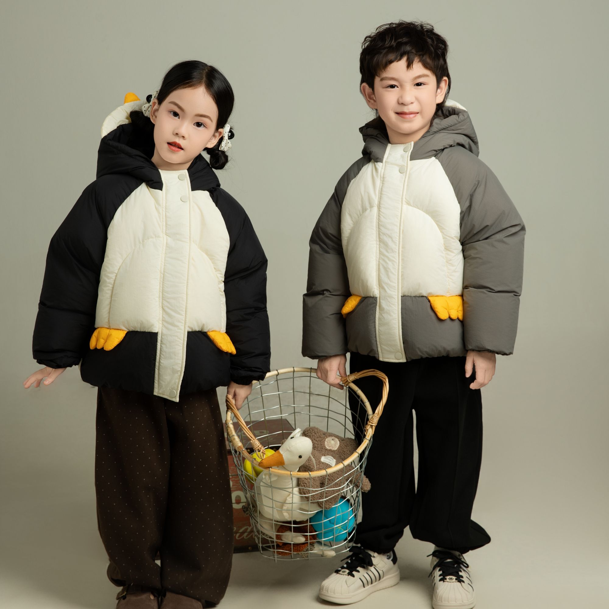 【呆萌企鹅】羽绒活动卡通韩版时尚90白鸭绒安心绒三防羽绒服