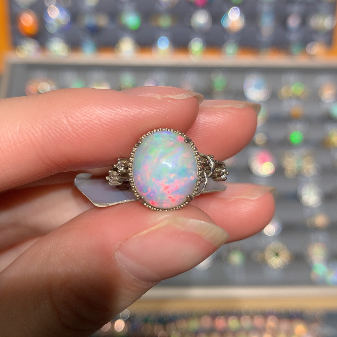 银S925镶嵌欧泊戒指t