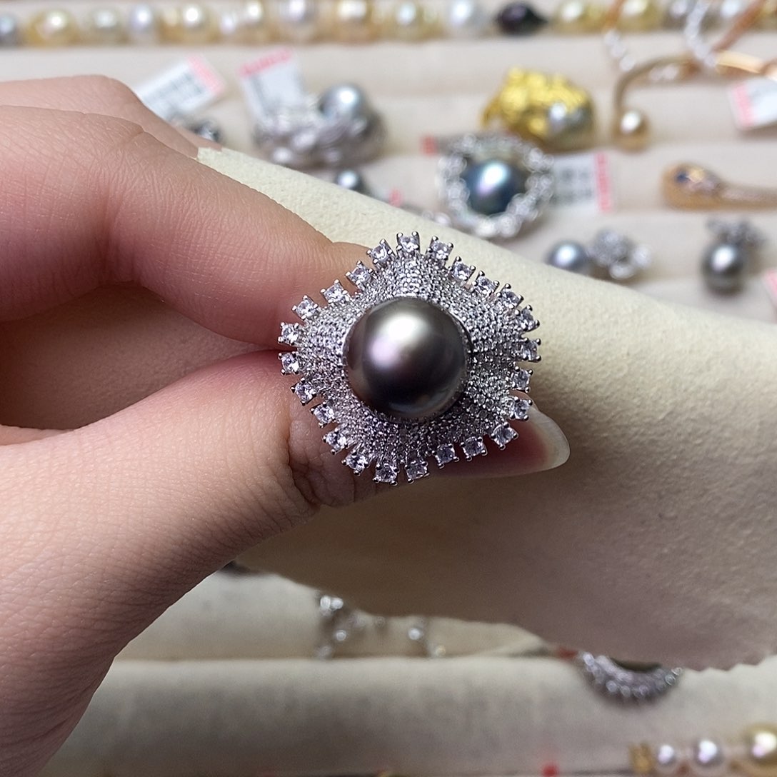 海水珍珠戒指银S925镶嵌