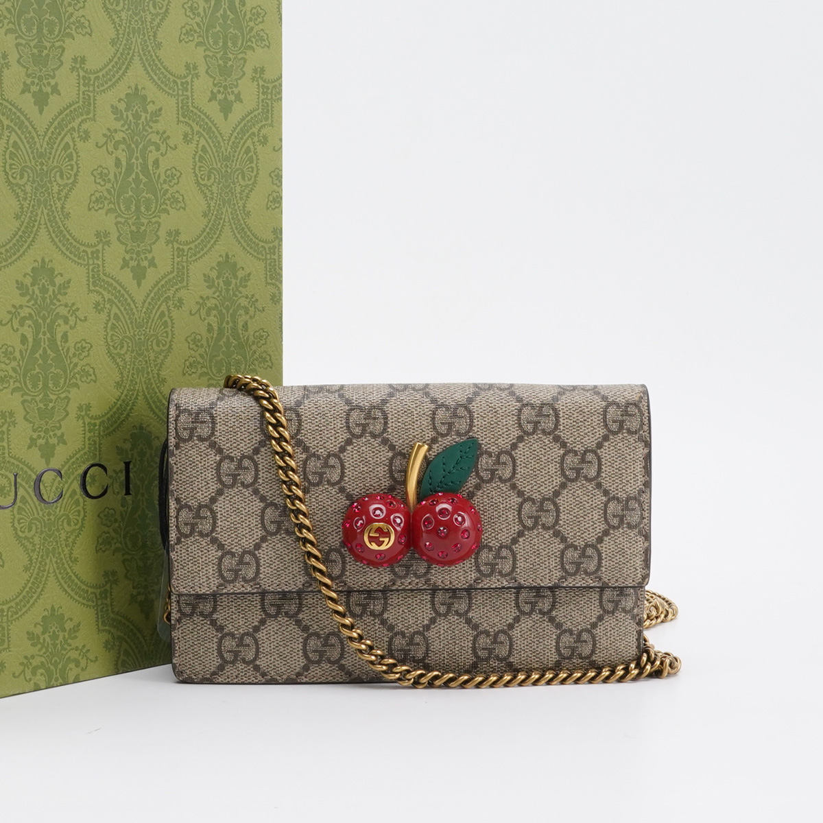 99新 GUCCI/古驰 茉上/樱桃woc 链条包 