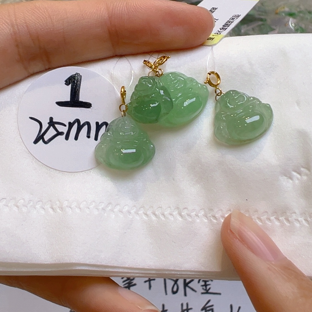 翡翠18K金镶嵌吊坠(不含链)多样性发一件