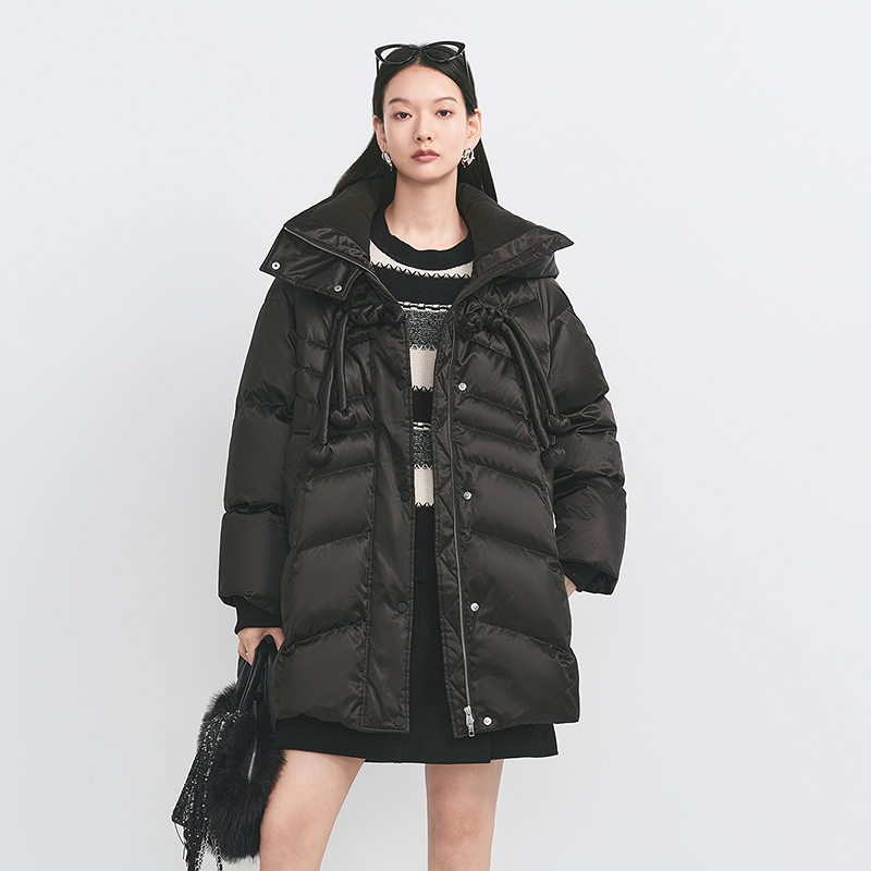 【商场同款】HPLY荷比俪冬季盘扣新中式A型连帽羽绒服HYE44560241