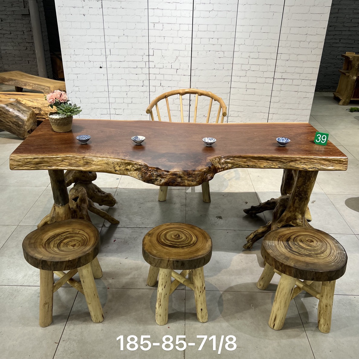 原木实木大板茶桌（五件套）