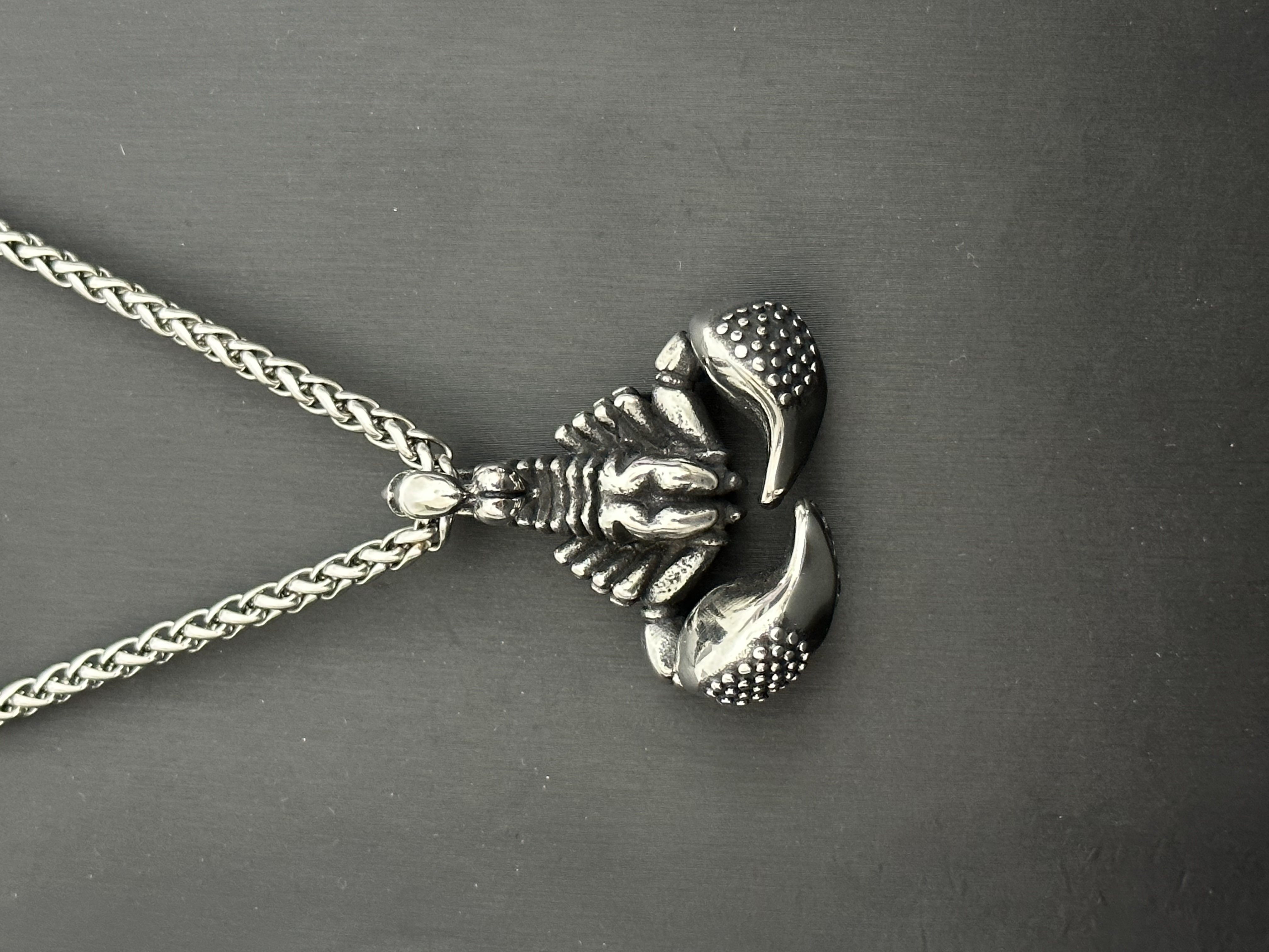 钛钢吊坠 大钳蝎子重工复古男士项链朋克风嘻哈毛衣链个性小众潮