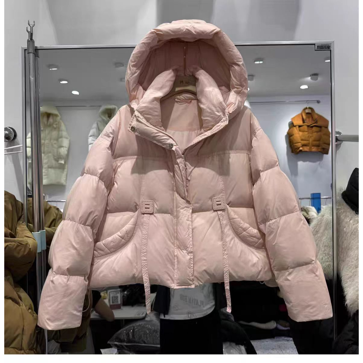 A32#短款简约时尚羽绒服女冬季新款连帽宽松2025保暖加厚外套