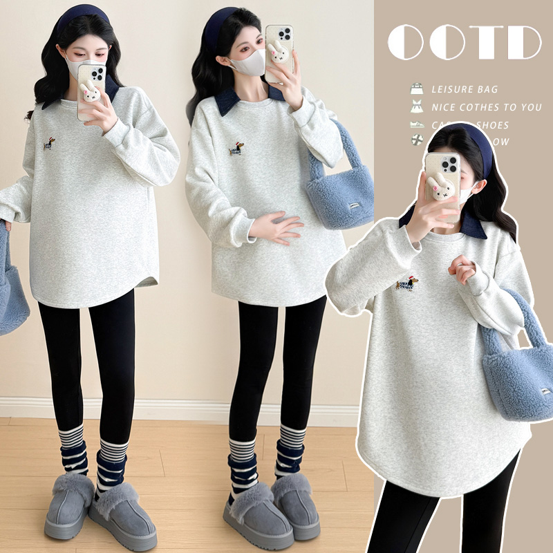 孕妇套装2026秋冬季新款韩版百搭减龄感宽松大码显瘦卫衣裙