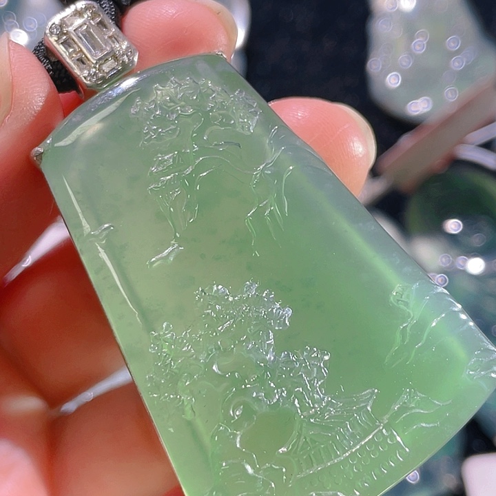 翡翠颈饰银S925镶嵌52，