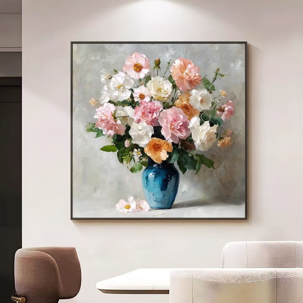 繁花似锦油画风植物花卉餐厅沙发背景墙挂画装饰画ZD09