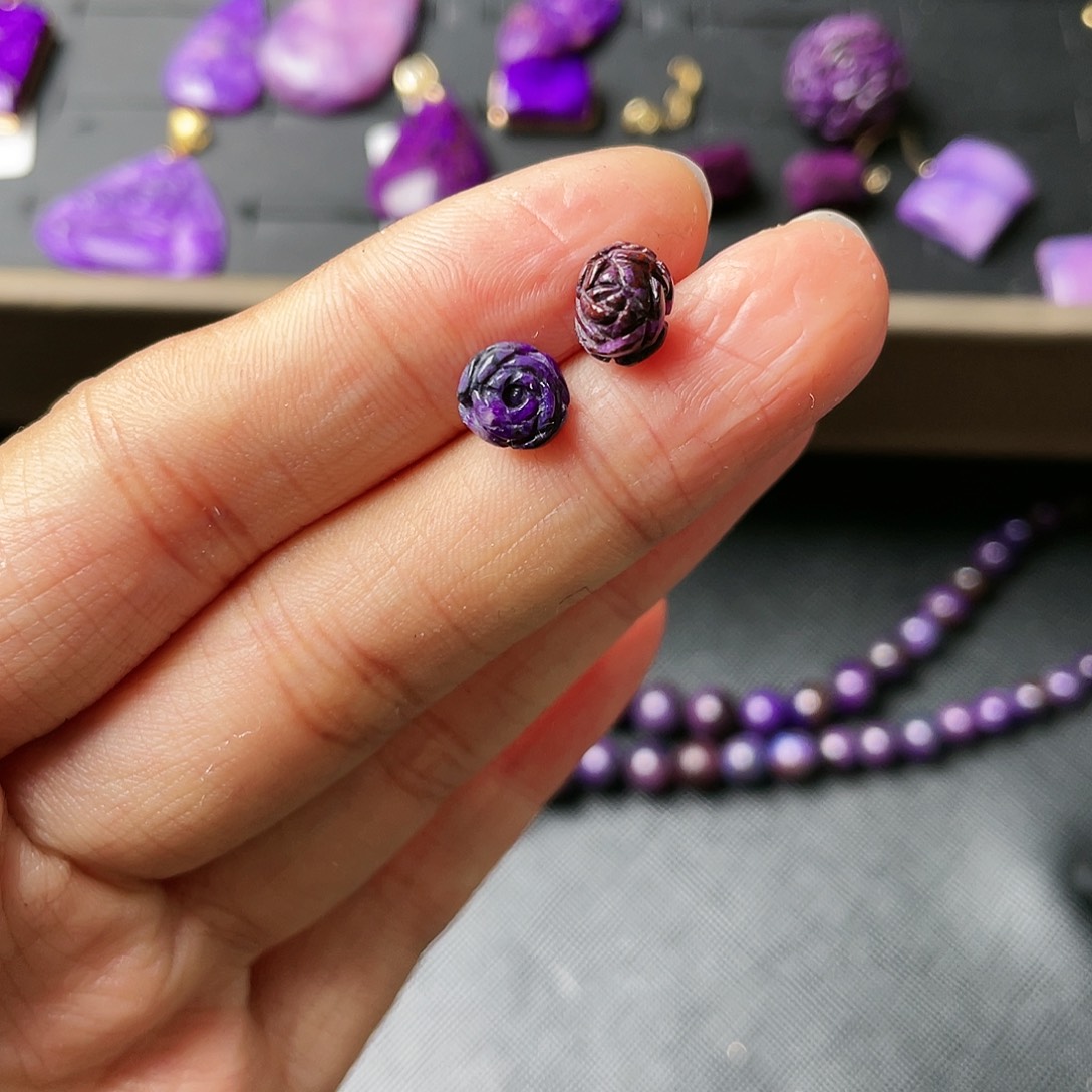 苏纪石（舒俱来）耳环银S925镶嵌