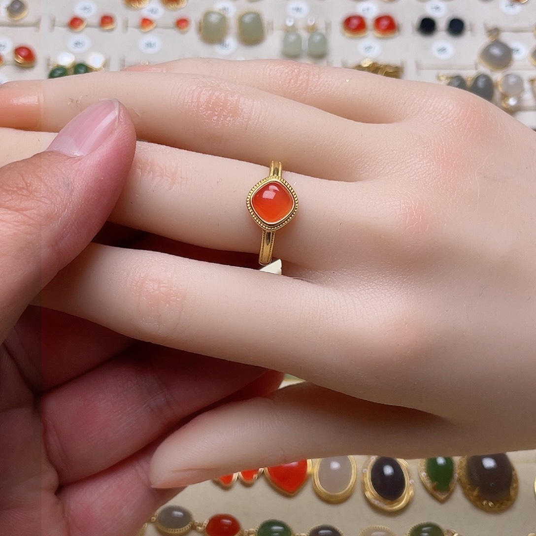 和田玉戒指银S925镶嵌