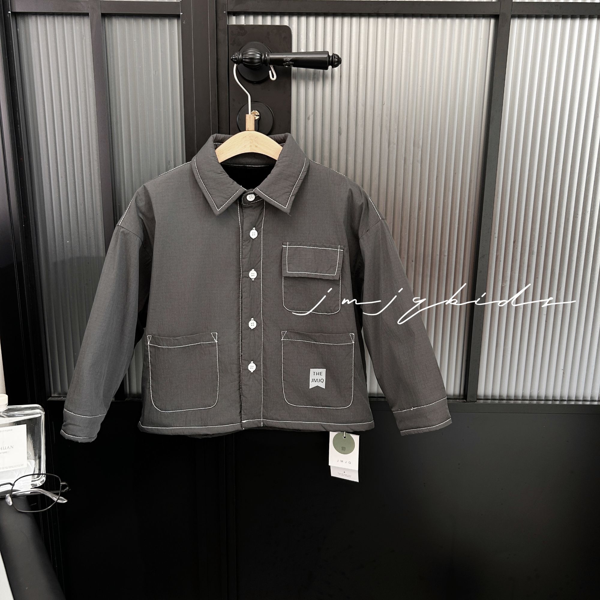 JMJQ外贸原单款秋季儿童长袖休闲立体剪裁翻领衬衫外套251326