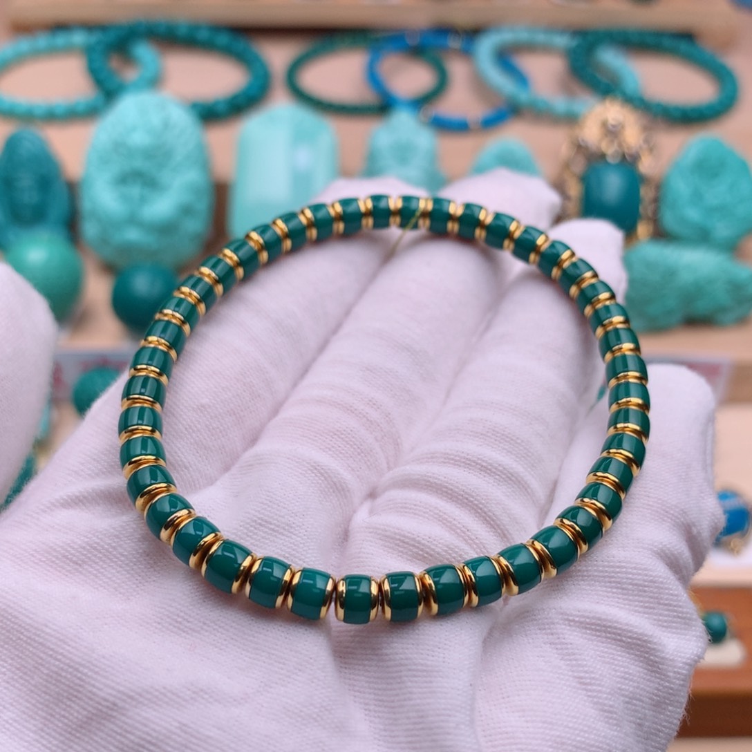 绿松石珠宝奇石18K金镶嵌