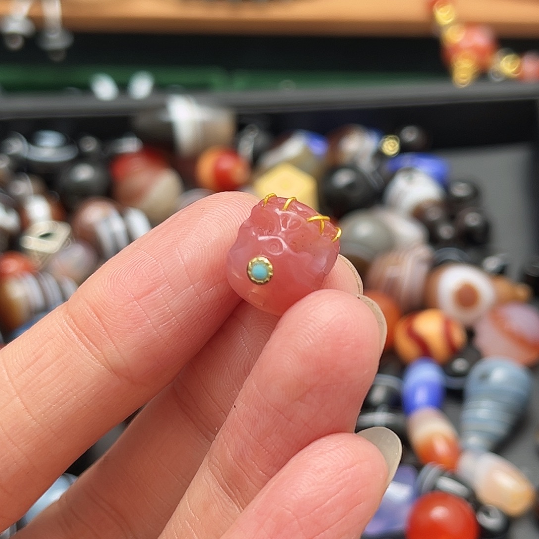 通***术玛瑙/玉髓合金单珠