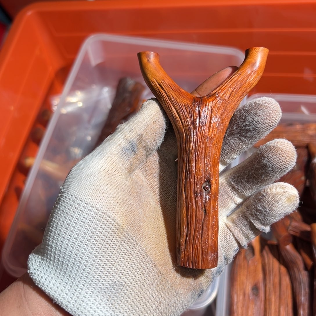 黄***工火琉璃树杈木弓手工制作